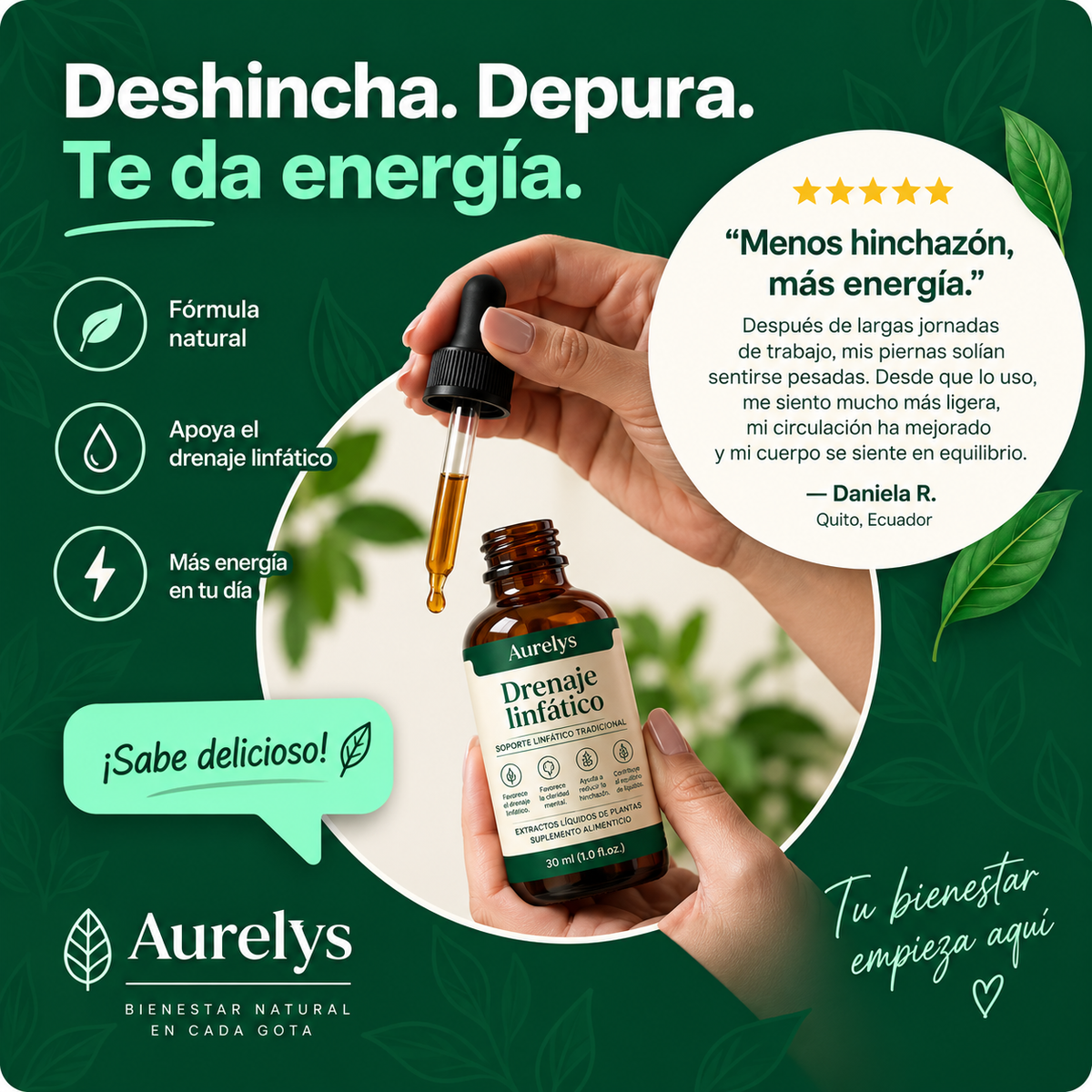 Aurelys™ Sentirse MÁS Ligera y MENOS Hinchada en 16 días o menos!