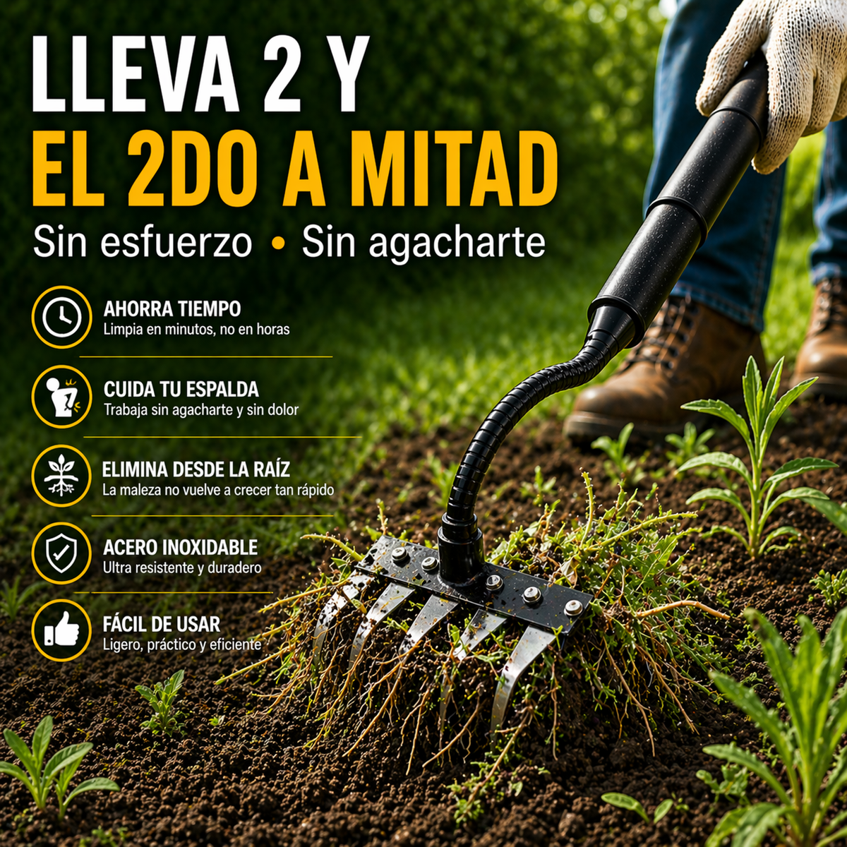 Rastrillo Pro™ Elimina la maleza de raíz de una!