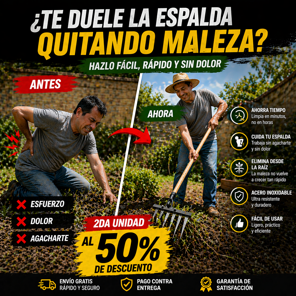 Rastrillo Pro™ Elimina la maleza de raíz de una!